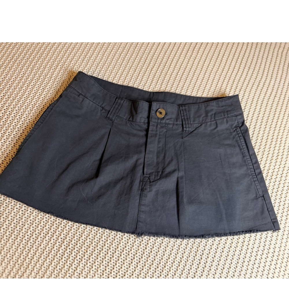 We The Free Free People Black Micro Skirt Frayed Hem Low Rise Mini Skirt